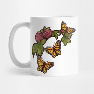 Red Clover Monarch Butterflies Mug